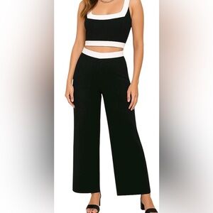 Lulus Instinctively Chic Black & White Wide-Leg Pants | Size XS | NWT